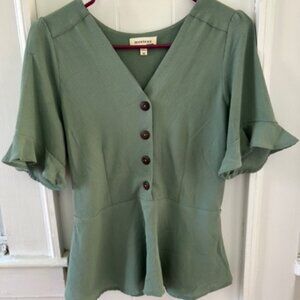 Monteau Sage Green Peplum Top